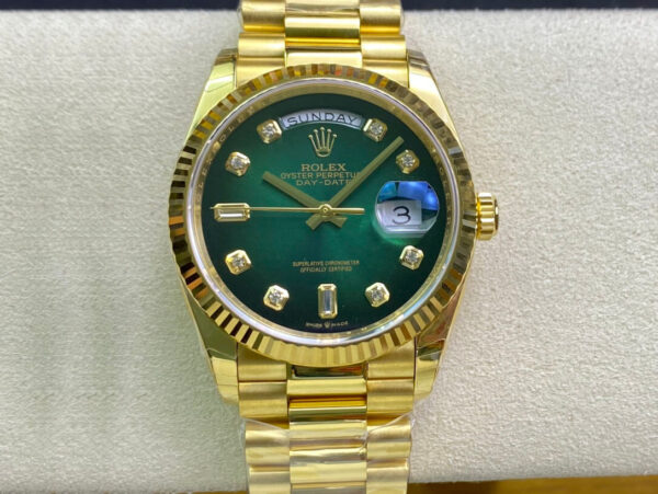 Rolex Day-Date M128238-0069 Yellow Gold EW Factory Gradual Green Dial