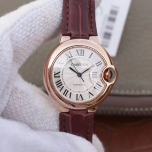 Ballon Bleu De Cartier Ladies 33mm V6 Factory 18K Rose Gold Case White Dial