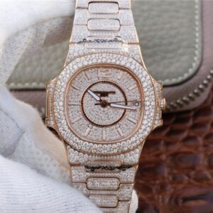 Patek Philippe Nautilus Jumbo 7021/1R-001 Full Paved Diamonds Dial
