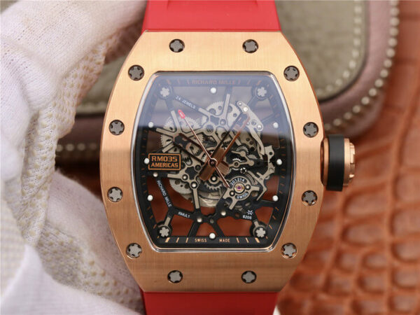 Richard Mille RM035 Americas KV Factory Red Strap Replica Watches - Luxury Replica