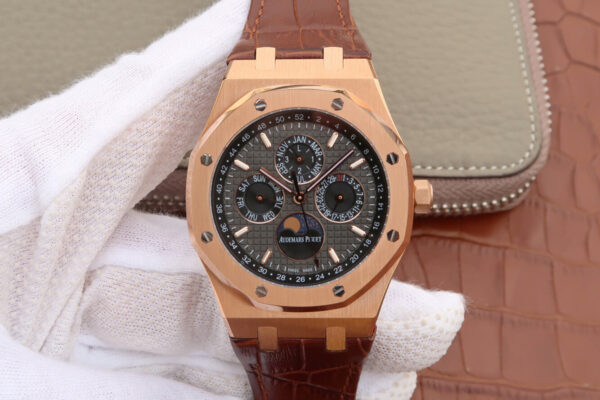 Audemars Piguet Royal Oak Perpetual Calendar 26574 JF Factory Brown Strap Replica Watches - Luxury Replica