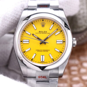 Rolex Oyster Perpetual M124300-0004 41MM EW Factory Yellow Dial Replica Watches - Luxury Replica