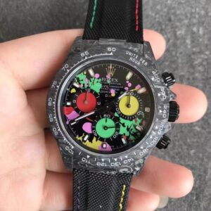 Rolex Daytona Cosmograph Carbon Fiber Diw Customized Version Noob Factory Black Strap Replica Watches - Luxury Replica