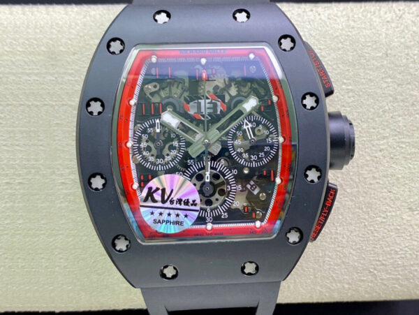 Richard Mille RM011 KV Factory Rubber Strap Replica Watches - Luxury Replica