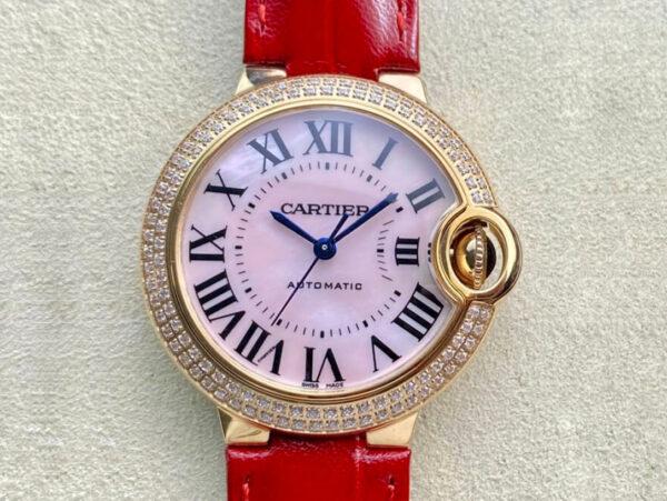 Ballon Bleu De Cartier 33MM WJBB0033 3K Factory Leather Strap Replica Watches