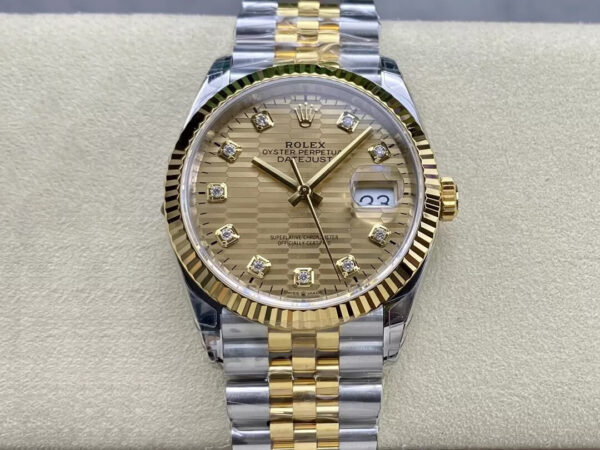 Rolex Datejust M126233-0045 36MM VS Factory Gold Diamond Dial Replica Watches - Luxury Replica