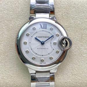 Ballon Bleu De Cartier WE902074 33MM V6 Factory White Diamond Dial Replica Watches - Luxury Replica