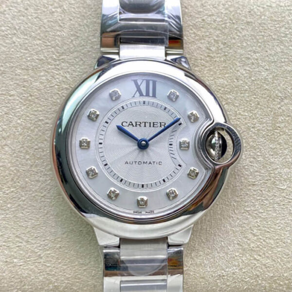 Ballon Bleu De Cartier WE902074 33MM V6 Factory White Diamond Dial Replica Watches - Luxury Replica